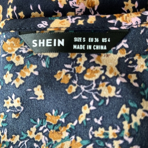 Shein Floral-print Shift Dress with Tie - Picture 10 of 12